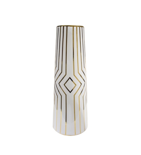 [FAD1993A White Geometric Pattern Vase(17*17*45cm        ] White Geometric Pattern Vase-A