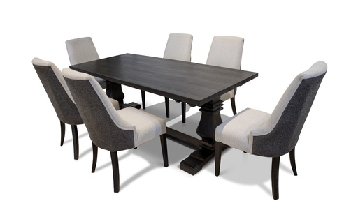 [SW5310 Dining Table With Wooden Legs  Black            ] SW5310 Dining Table With Wooden Legs Black