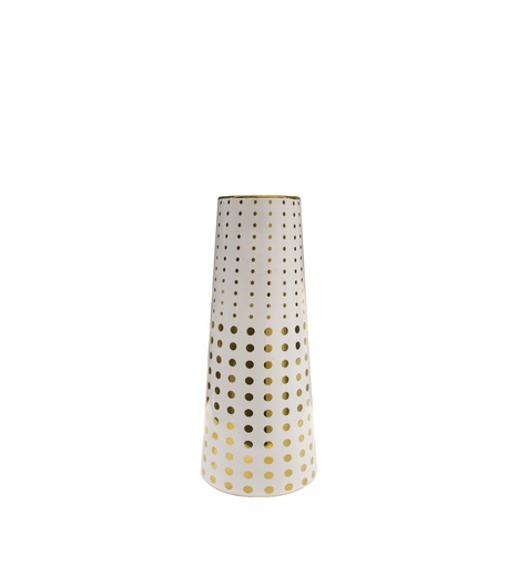 White Geometric Pattern Vase-C