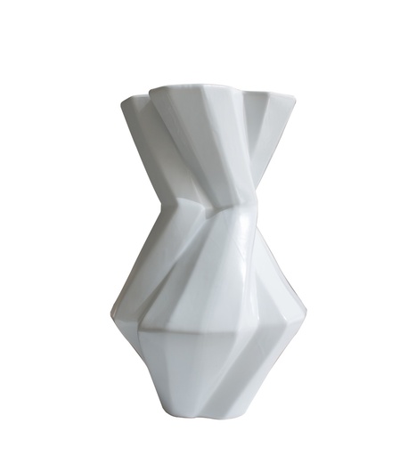 White Torsional Vase