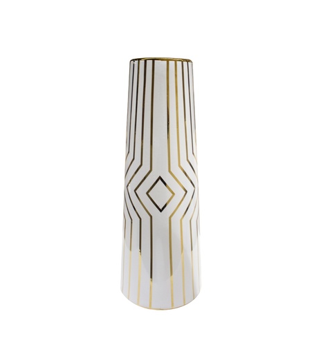 [FAD1993A White Geometric Pattern Vase(17*17*45cm] White Geometric Pattern Vase-A