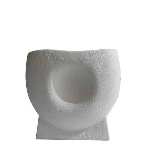 [FAD21018A Round Concave VaseWhite (16*12*39cm          ] White Round Concave Vase-A