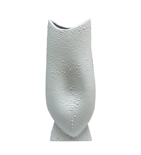 [FAD21018B Round Concave VaseWhite(25.8*13.2*25cm       ] White Round Concave Vase-B